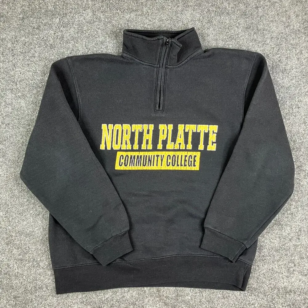 The Game North Platte Sweatshirt Mens M Black 1/4 Zip‎ Pullover Fleece